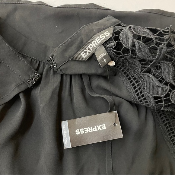 *EXPRESS* Lace Cap Sleeve Mock Neck Blouse - Picture 7 of 9